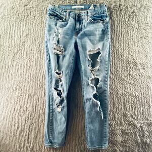 Eunina Women's Jeans Sexy Boyfriend Lowrise Crop 27x26 Wrecked